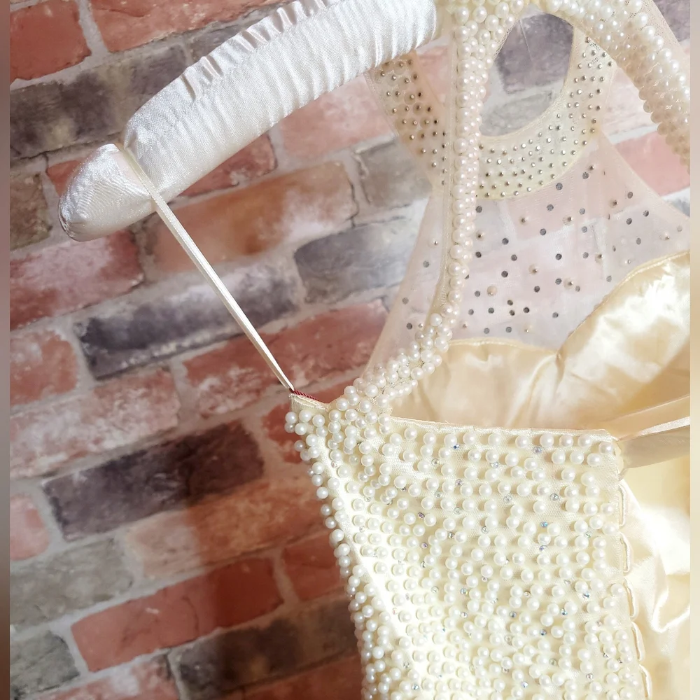 halter top beaded pageant dress